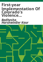 First-year implementation of Colorado's Violence Prevention Act