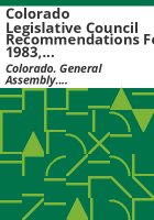 Colorado_Legislative_Council_recommendations_for_1983__Committees_on__Child_Molestation__State_Government_Issues__Sunset_Reviews__Legislative_Procedures
